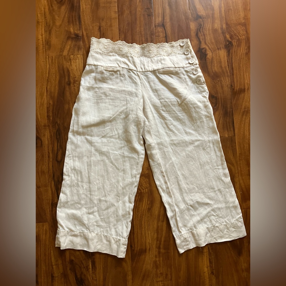 Anthropologie elevenses 100% linen pants 8 quiet luxury, Cottagecore